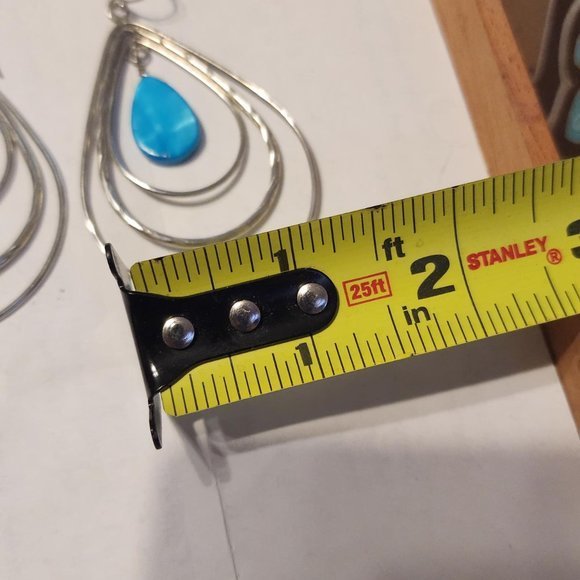 Silver Earrings with Blue Teardrop - Picture 3 of 3